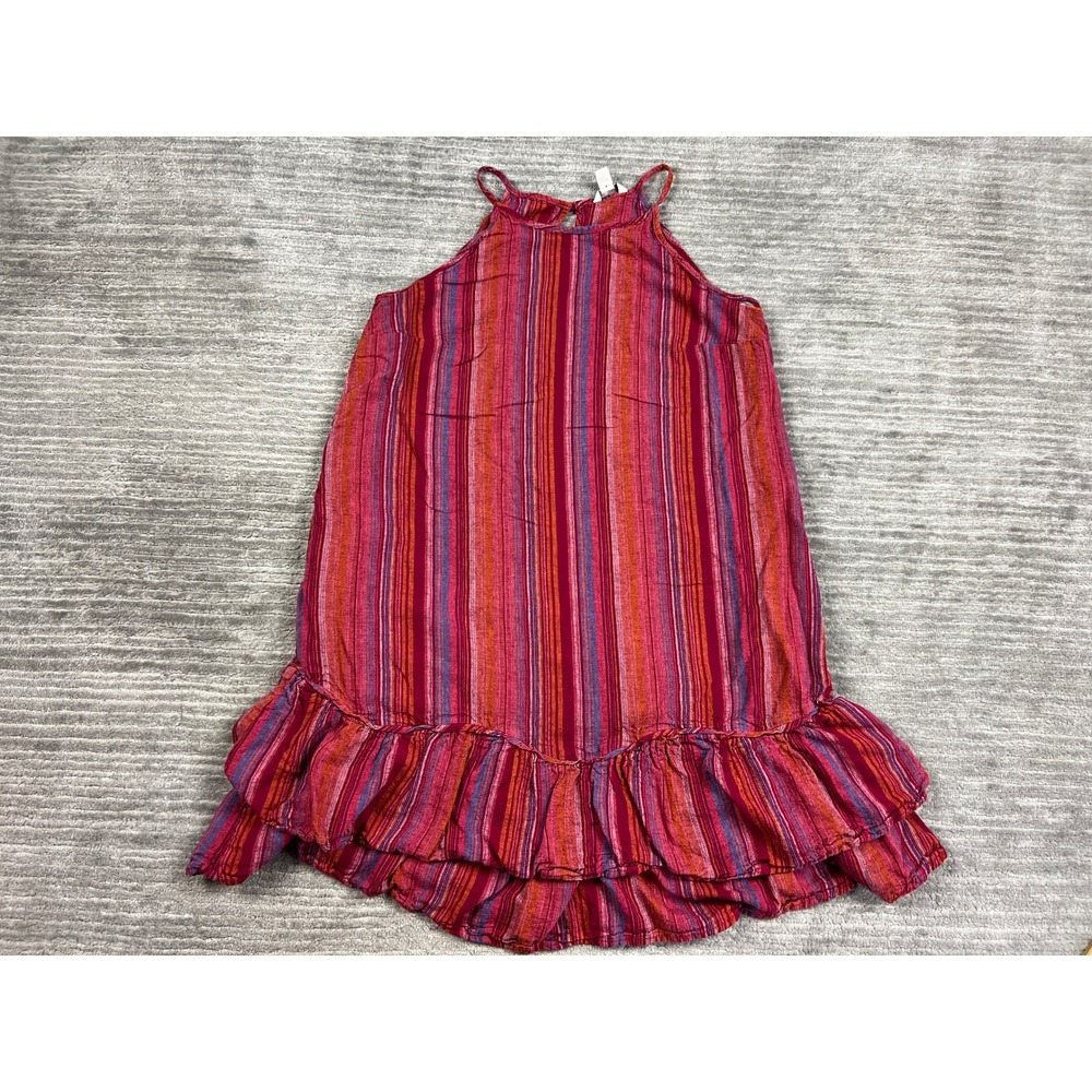 EST. 1946 Dress Women 14/16W Pink Multi Striped Halter Ruffle Tiered Boho